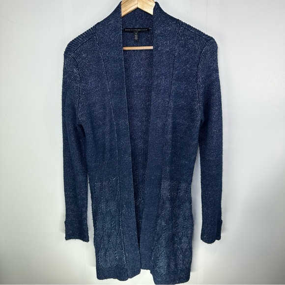 White House Black Market cardigan Blue size small Long Cardigan Wool Blend - Picture 3 of 14